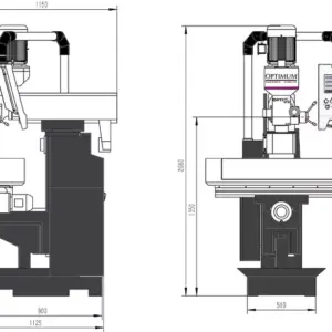 Fraiseuse à tourelle X 770 mm Y 200 mm Z 340 mm broche horizontale verticale affichage digital ISO40 Optimill